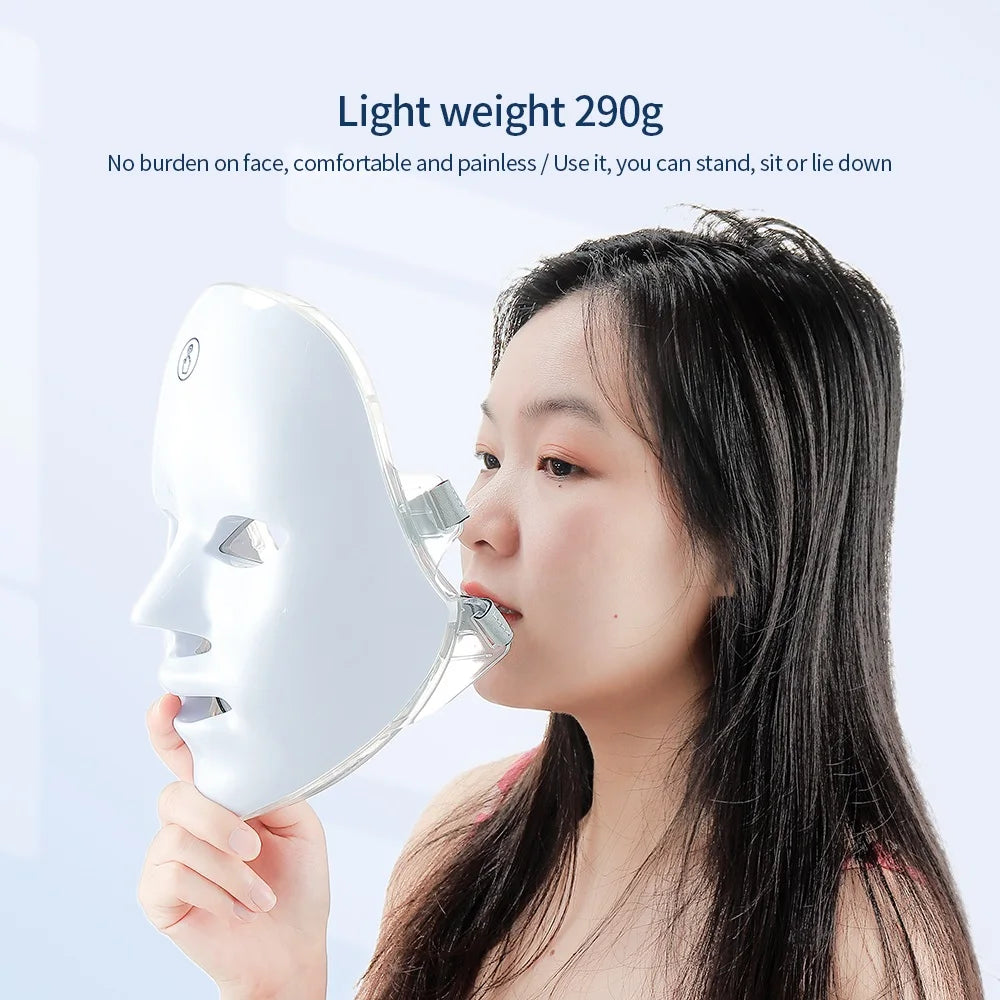7-1 Colors Red Light Therapy For Face，LED Facial Skin Care Mask,Red Light Mask for Face
