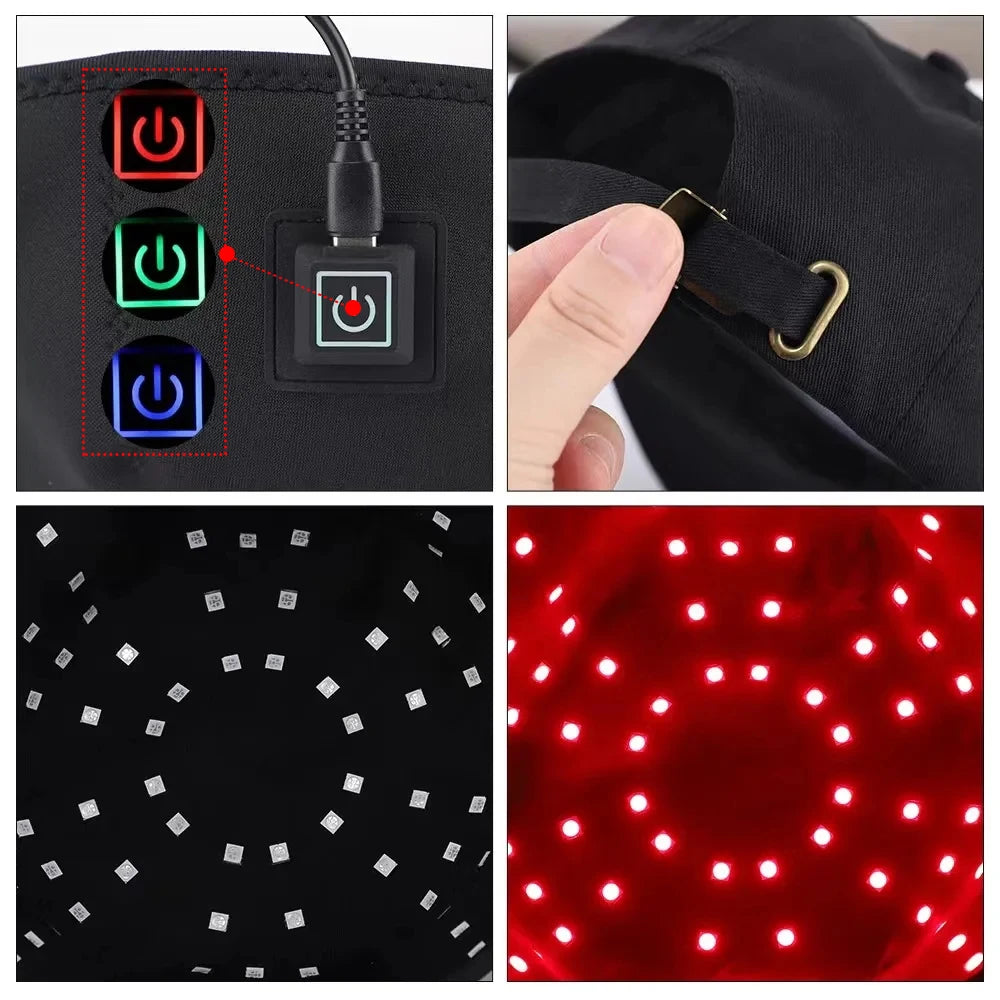 660nm 850nm Red Light Infrared Hair Therapy Hair Growth Cap Anti Hair Loss Relax Scalp Care Hat Anti Hairs Adjustable Rear Strap