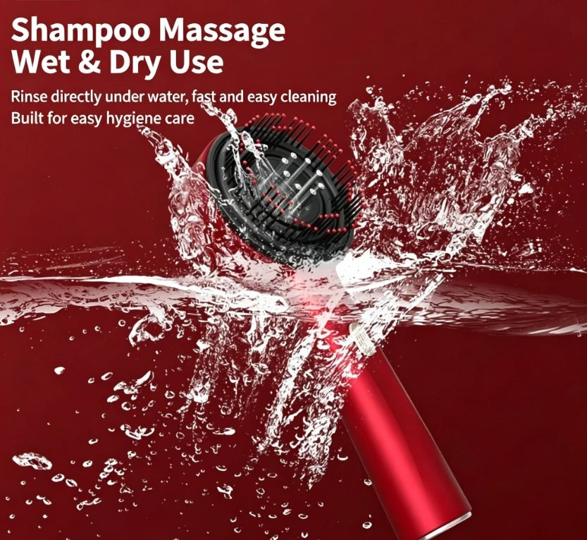 HTMCK Electric Vibration Red Light Scalp Massage Brush Portable Essential Oil Hair Care Comb Home Daily Use