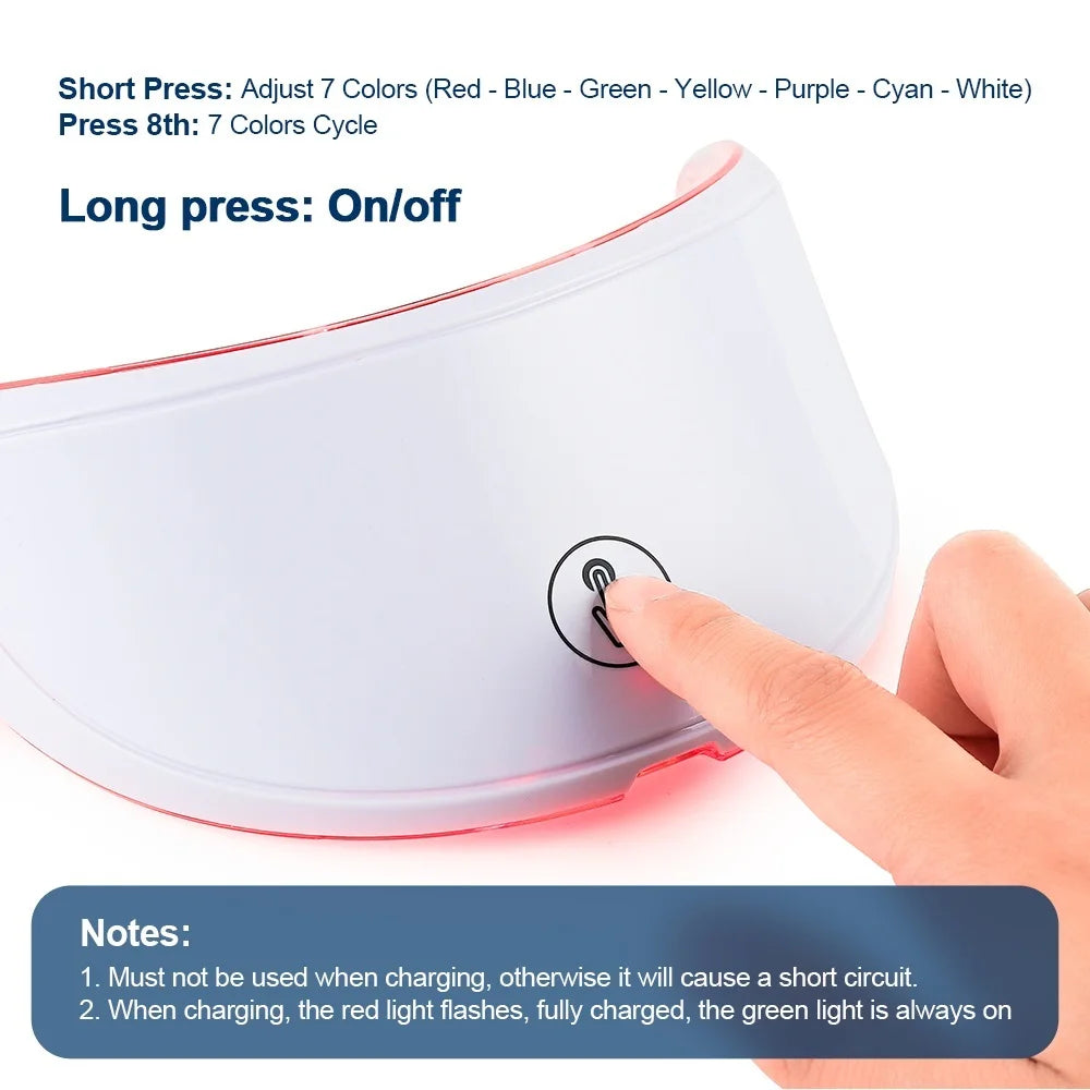 7-1 Colors Red Light Therapy For Face，LED Facial Skin Care Mask,Red Light Mask for Face