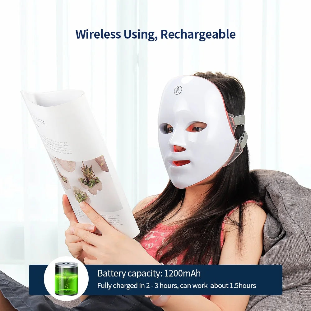 7-1 Colors Red Light Therapy For Face，LED Facial Skin Care Mask,Red Light Mask for Face