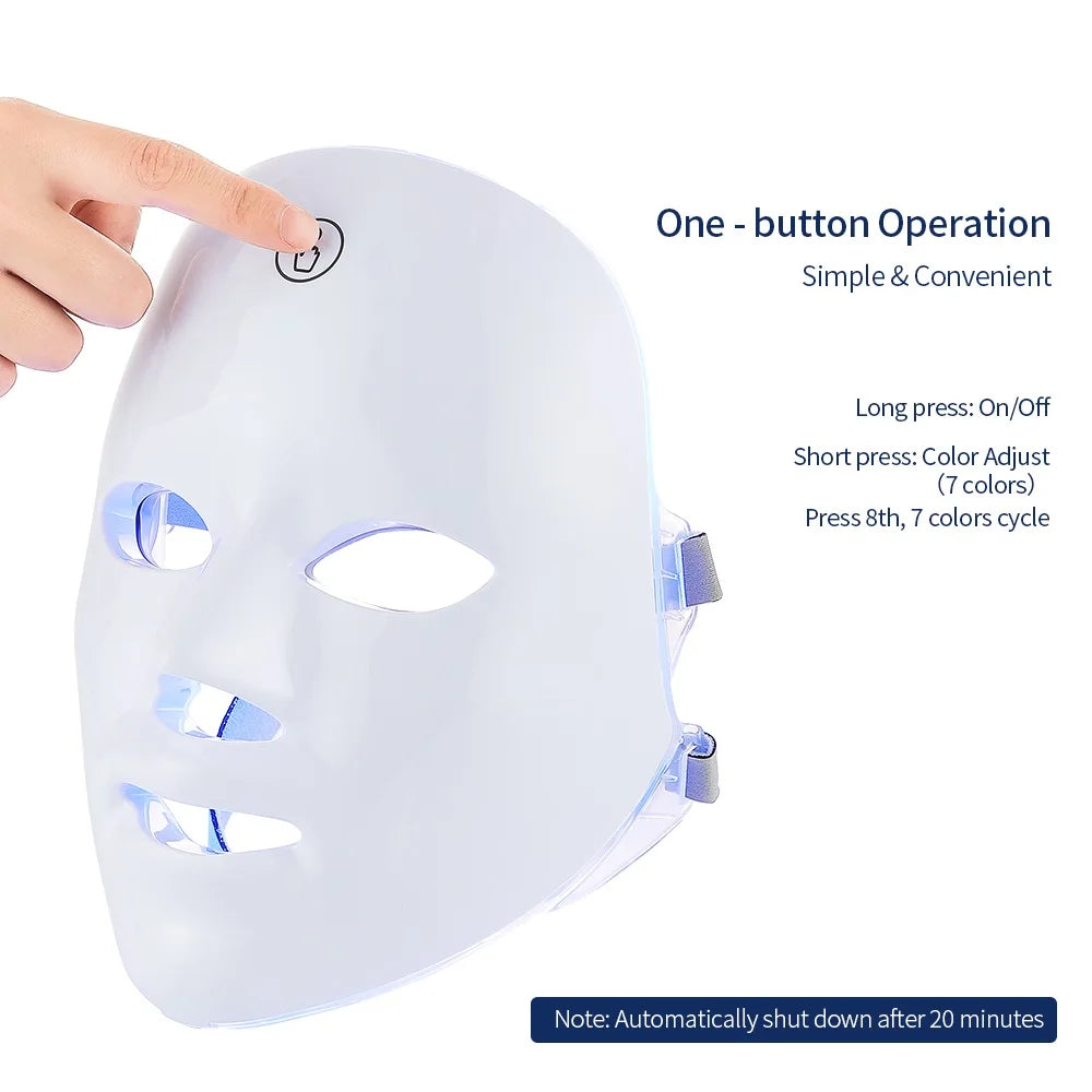 7-1 Colors Red Light Therapy For Face，LED Facial Skin Care Mask,Red Light Mask for Face