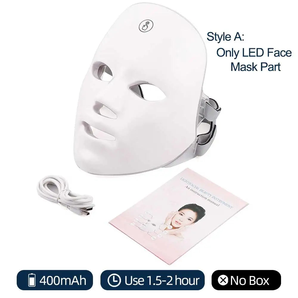 7-1 Colors Red Light Therapy For Face，LED Facial Skin Care Mask,Red Light Mask for Face